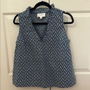 Denim stripe Veronica/ruffle vneck by Tuckernuck Pomander place